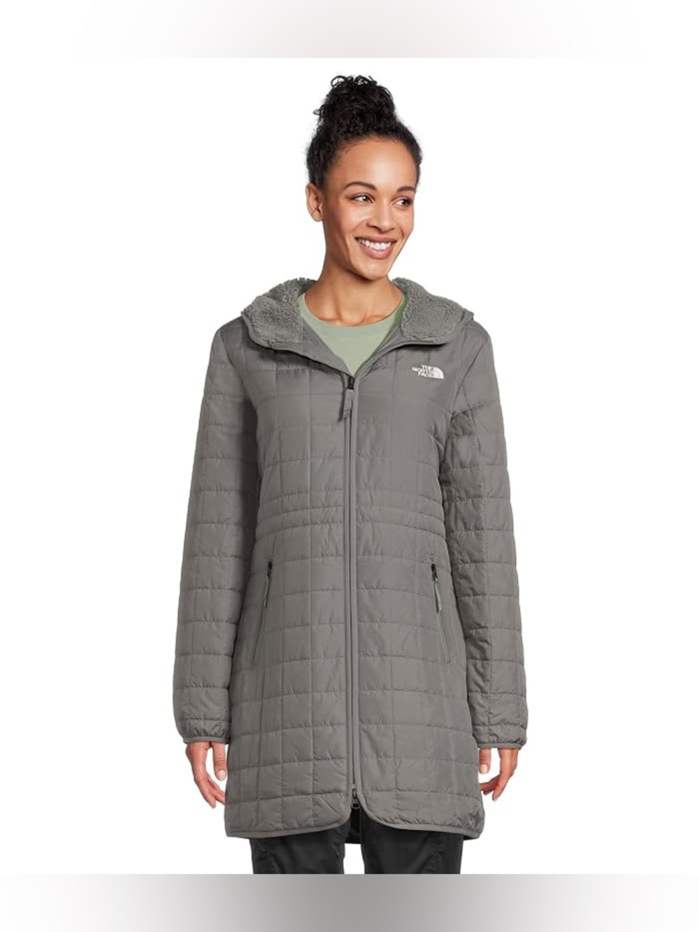 The North Face Women's Hooded Quilted Coat in Gray